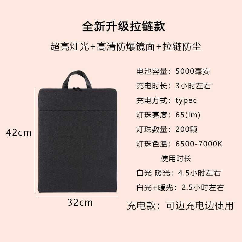 手提led圆化妆镜折叠可携式带灯化妆师跟妆镜子可携式镜补光灯带