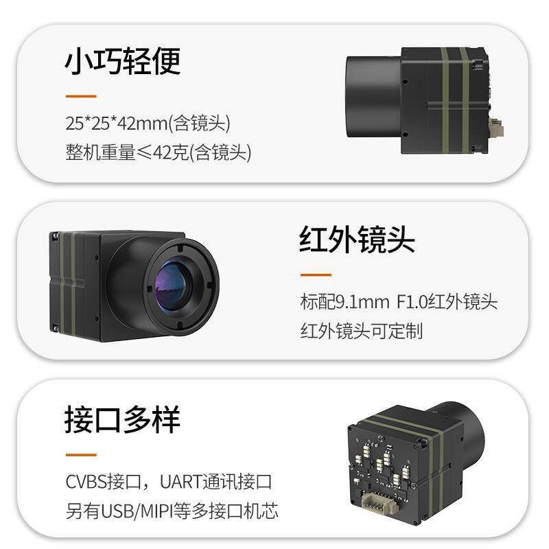 晶品夜视fpv机芯无人机红外热像仪挂载视觉类红外摄像头机芯模组