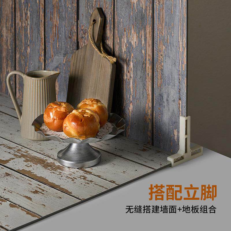 复古美食拍照背景板双面木纹桌面场景搭建静物拍摄食品摄影布景