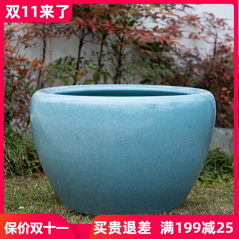 裂纹釉景德镇陶瓷鱼缸水缸瓷缸客厅庭院睡碗莲盆荷花乌龟缸开片
