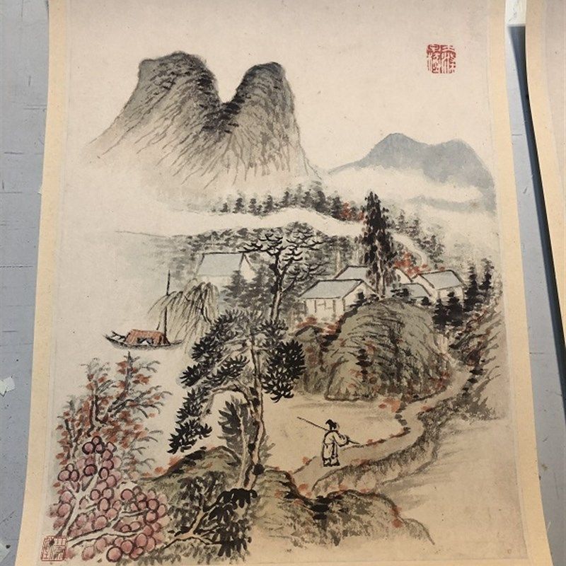 石涛山水画临摹稿 清湘老人写枝山诗意册 10开未装裱国画