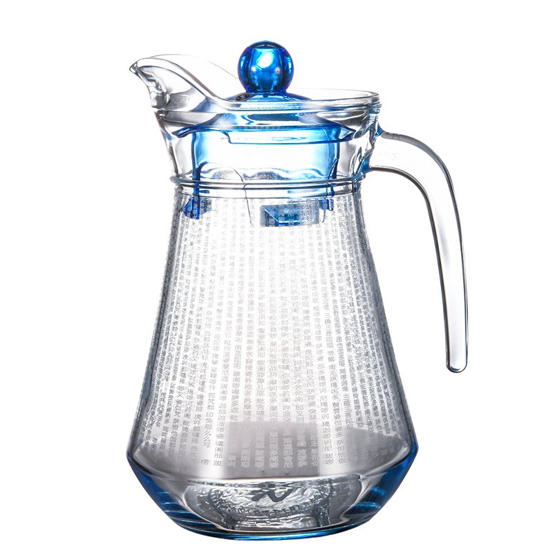 楞严咒水杯耐热可冷玻璃加厚楞严经水壶大容量1.3L水晶杯水壶