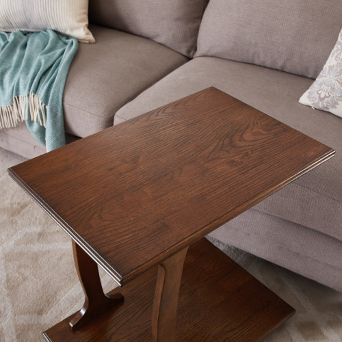 美式可移动边桌实木沙发小茶几边几c型角几带轮小方桌卧室床边桌