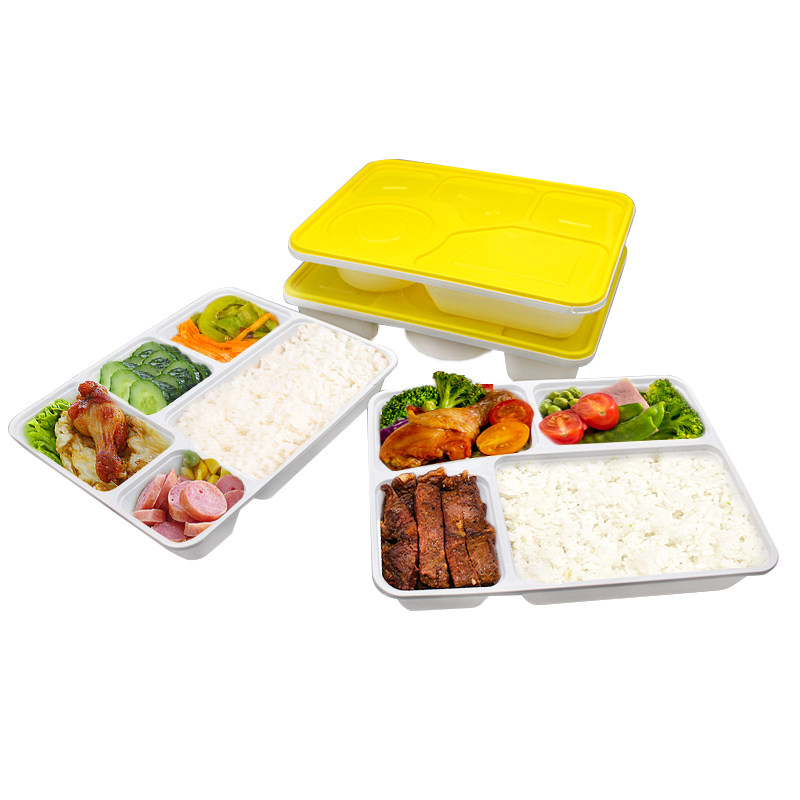 一次性餐盒安全锁扣五格打包盒快餐盒多格便当饭盒高档商务套餐盒