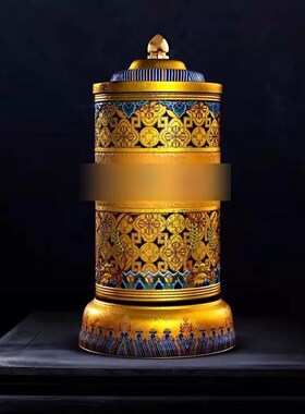 藏式电动转轮家用客厅财神文殊六字度母转金桶转筒摆件藏族转金轮