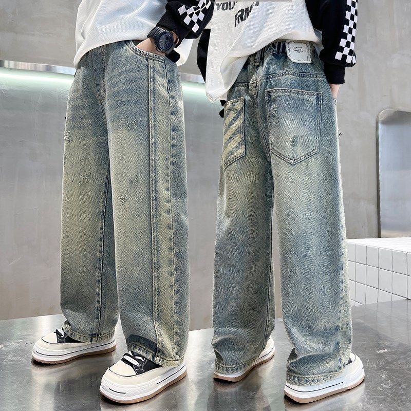 男童裤子春夏款儿童牛仔裤2024新款大童宽松休闲裤男孩薄款春夏装