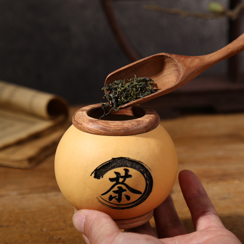 天然葫芦茶叶罐精品高档创意个性工艺品雕刻摆件礼盒木质手工中式