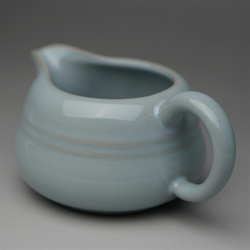 汝州原产地大观汝瓷茶具 支钉玄纹公道杯 一级品 朱家汝窑