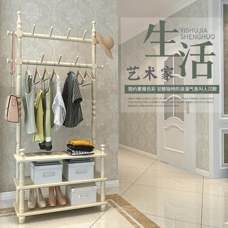 欧式衣帽架实木挂衣架落地衣架卧室鞋架时尚移动客厅衣服架包邮