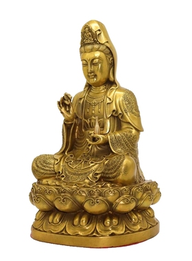 纯铜南海观音佛像客厅摆件家用柳枝观世音铜像家居工艺礼品摆饰中