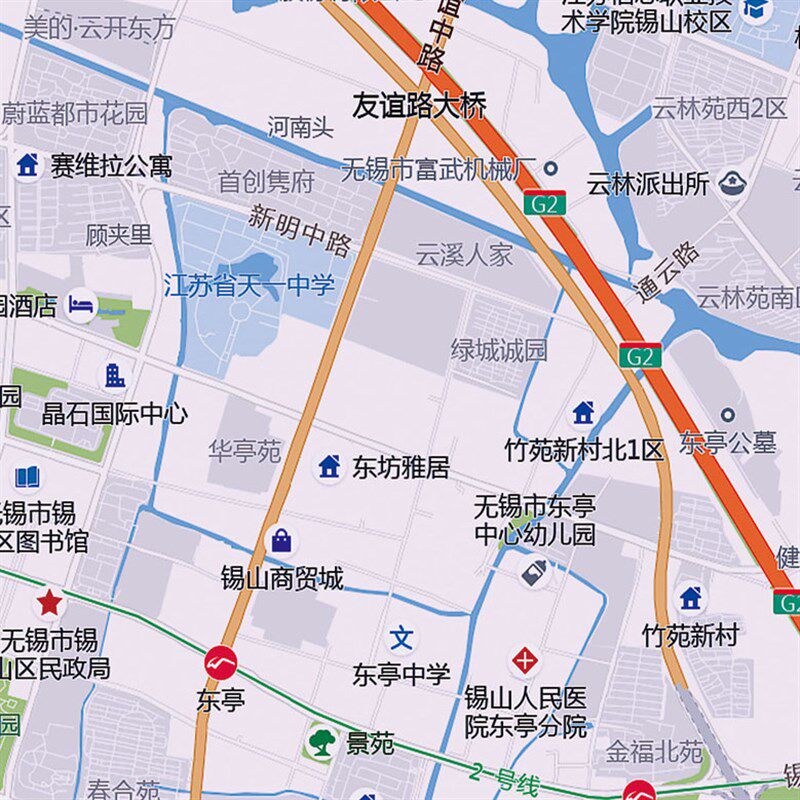 2023新款无锡市区地图贴图办公室挂图高清防水墙壁贴超大装饰画定