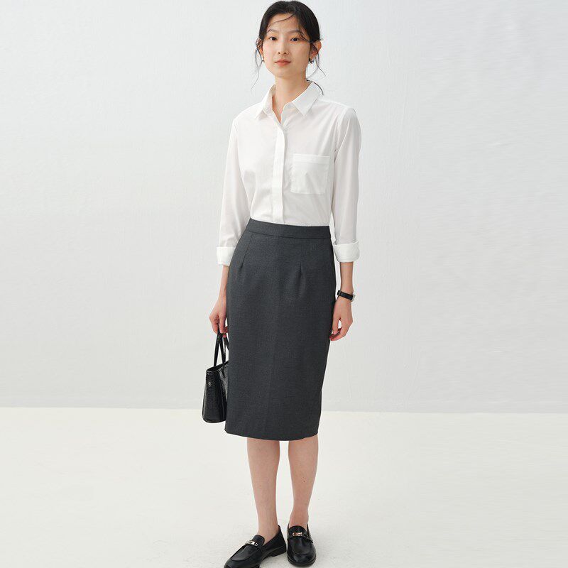 宿色西装裙女2023秋季新款过膝半身裙修身包臀裙工作服职业裙子
