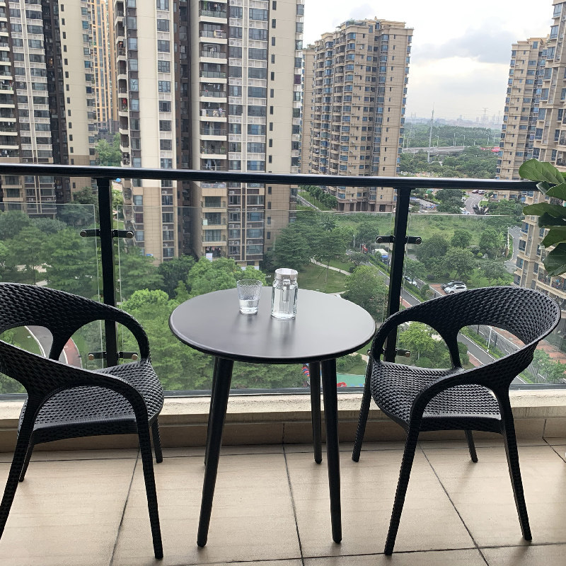 远茂阳台小桌椅一桌两椅户外桌椅防水防晒仿藤椅休闲茶桌塑料桌椅