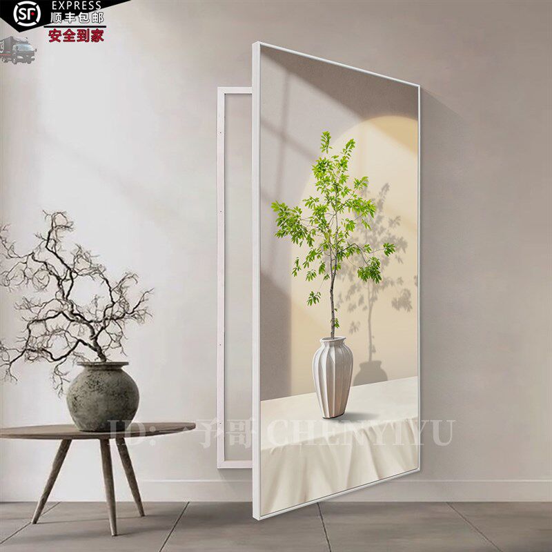 小清新绿植物配电箱遮挡开门式挂画入户过道玄关消防栓隐藏装饰画