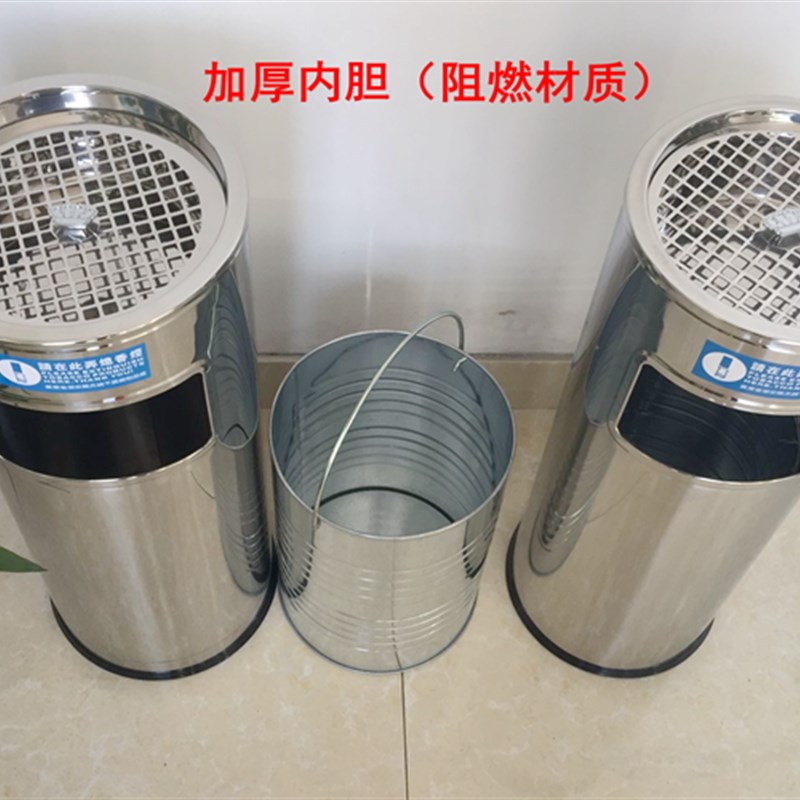 不锈钢垃圾桶包邮 酒店大堂立式烟灰缸座地果皮桶大号方形带内桶