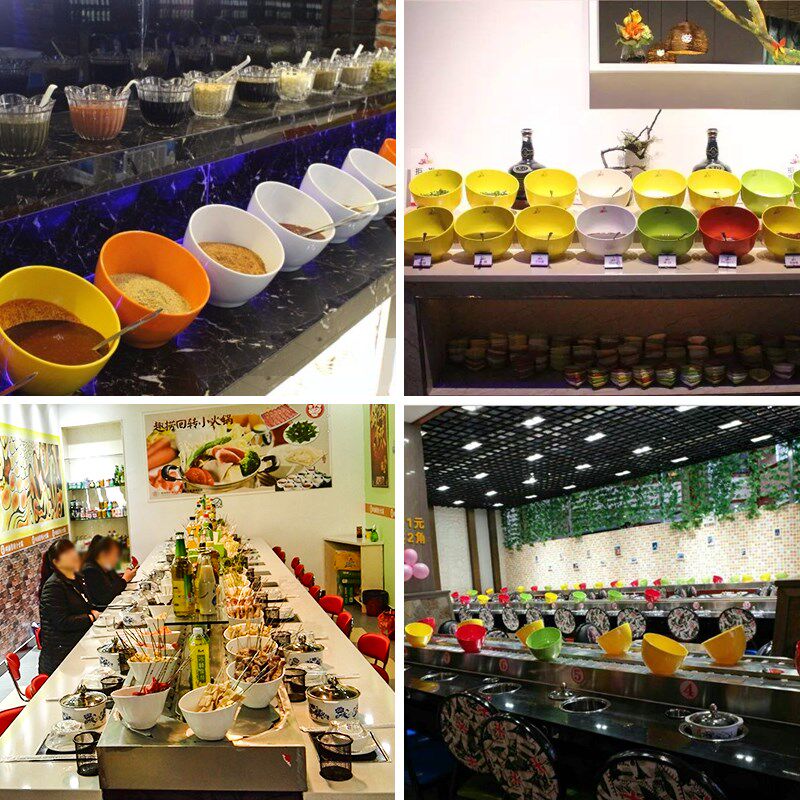 祥源美密胺火锅店专用餐具自助调料碗加厚塑料斜口酱料蘸料桶商用