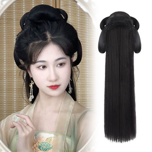 战国袍汉服假发古风一体式魏晋风盘发发髻古装头饰女后脑勺垫发包