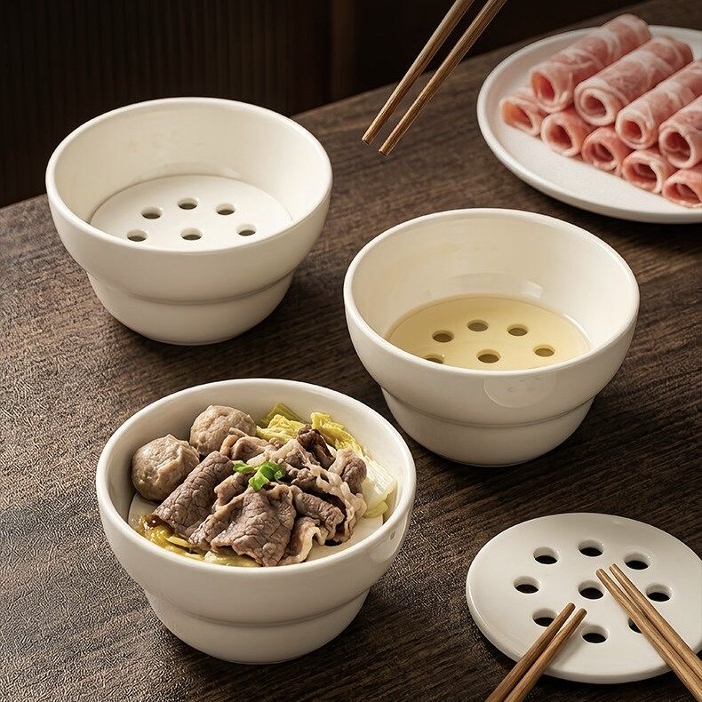 整件】陶瓷火锅滤油碗火锅店专用沥油小碗菜碗餐具小号汤碗小菜碗