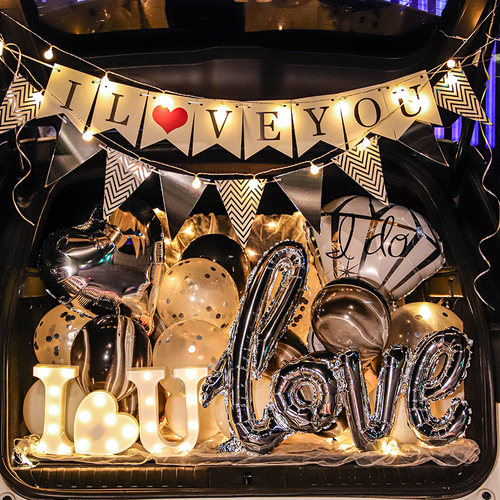 汽车后备箱惊喜生日女儿公主求婚布置儿童女孩男孩车尾箱装饰场景