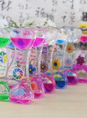创意新款动感双心风车油滴滴液体沙漏油漏水滴玩具送男女生日礼物