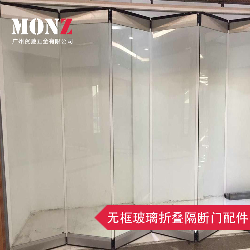 无框玻璃折叠门玻璃屏风门万向吊轮移门轨道吊移门推拉隔断玻璃门