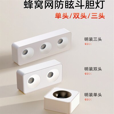 明装斗胆灯防眩123头明装筒射灯全光谱超薄无吊顶极简无主灯客厅