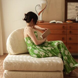 灯芯绒九层糕布艺沙发可拆洗模块榻榻米小户型客厅豆腐块方块沙发