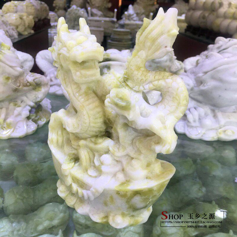 天然岫玉龙玉雕摆件生肖龙玉器龙行天下办公室家居工艺品礼品摆设