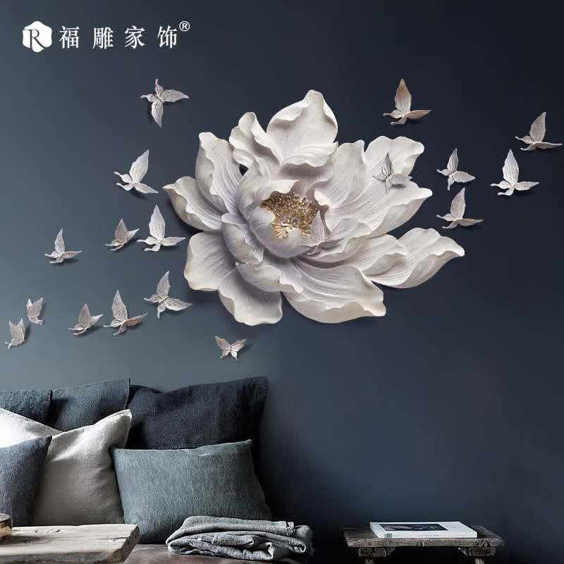 新中式墙面装饰3d立体创意餐厅客厅沙发电视背景墙上墙壁装饰挂件