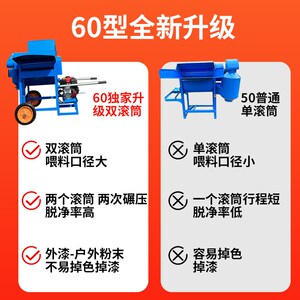 2024年新型油菜籽双滚筒脱粒机家用多功能轻便脱粒机农用打谷机