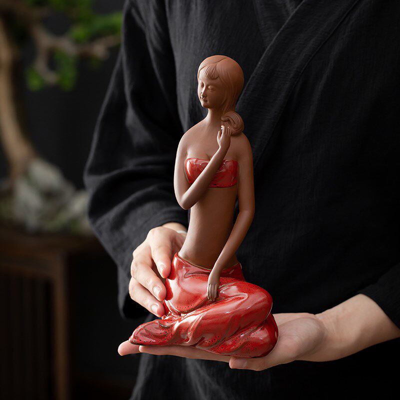 辉道 中式侍女美女仕女创意陶瓷人物摆件客厅电视柜玄关软装工艺