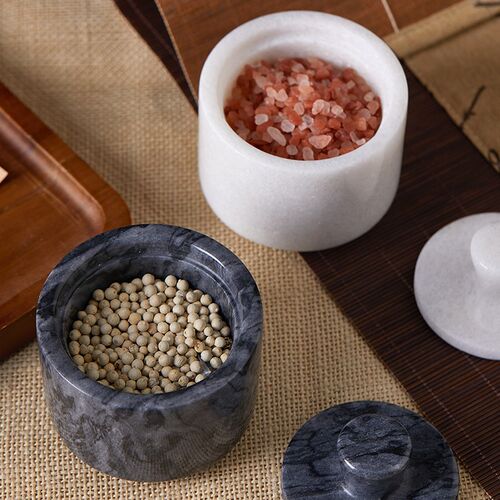 北欧天然大理石调味罐盐罐胡椒味精罐带盖调料容器精致高档收纳罐