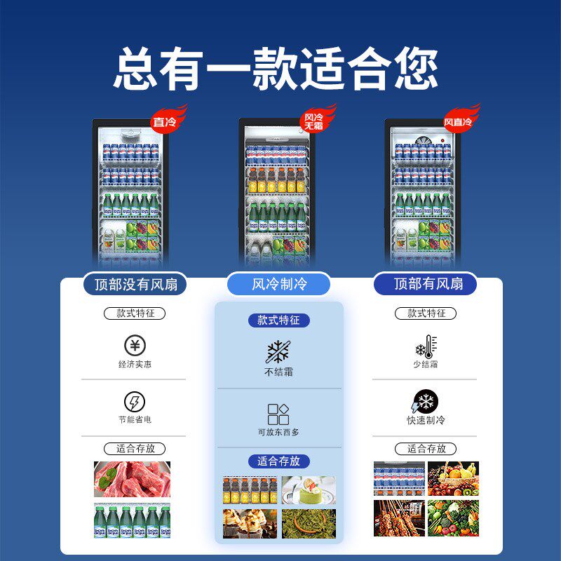 星星冷藏柜冷藏展示柜保鲜饮料柜超市陈列商用冰箱单门立式冰柜