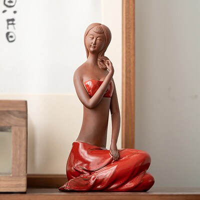 辉道 中式侍女美女仕女创意陶瓷人物摆件客厅电视柜玄关软装工艺