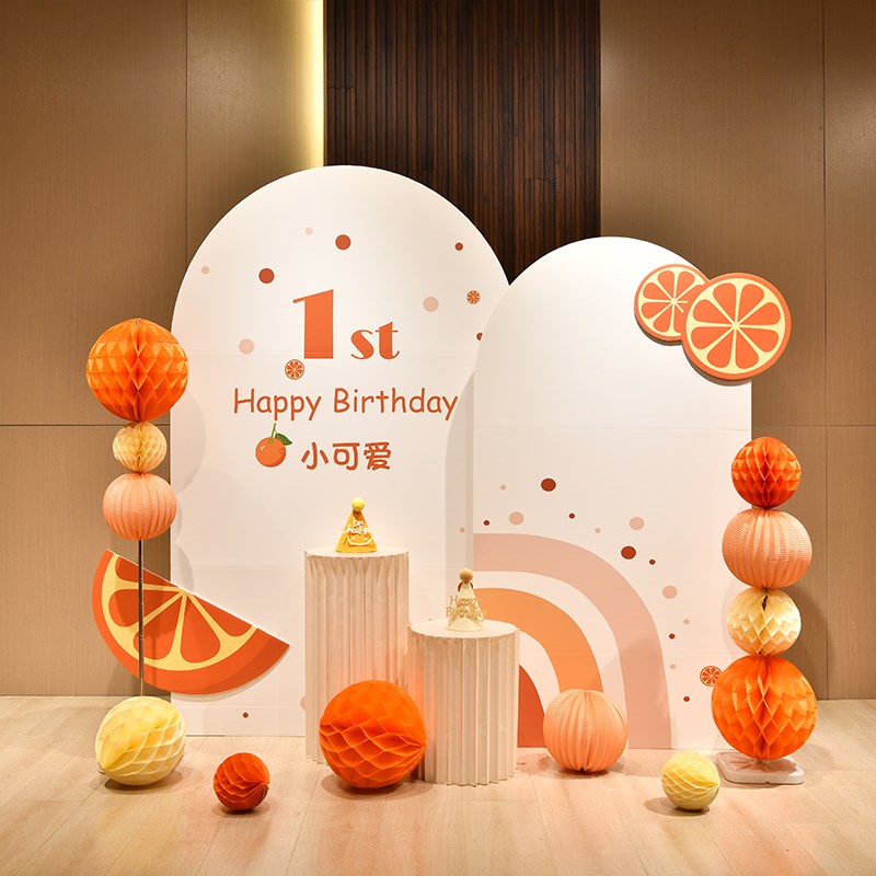 网红儿童宝宝一周岁生日布置装饰场景男女孩百日宴气球背景墙kt板