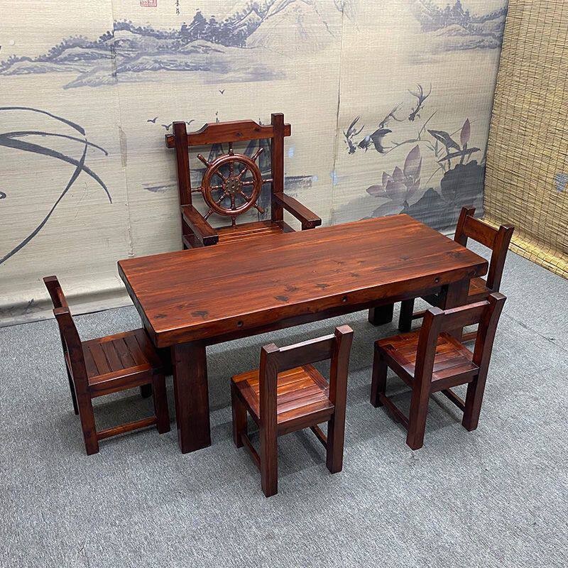 老船木餐桌实木餐厅家具现代简约轻奢餐台桌椅长方形