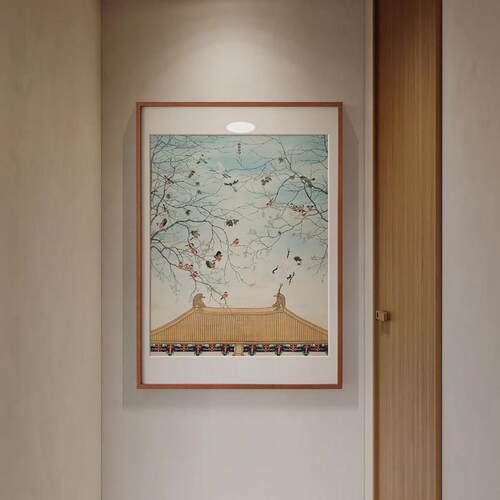 新中式花鸟画有框装饰画客厅卧室挂画花萝真丝可定制收藏级