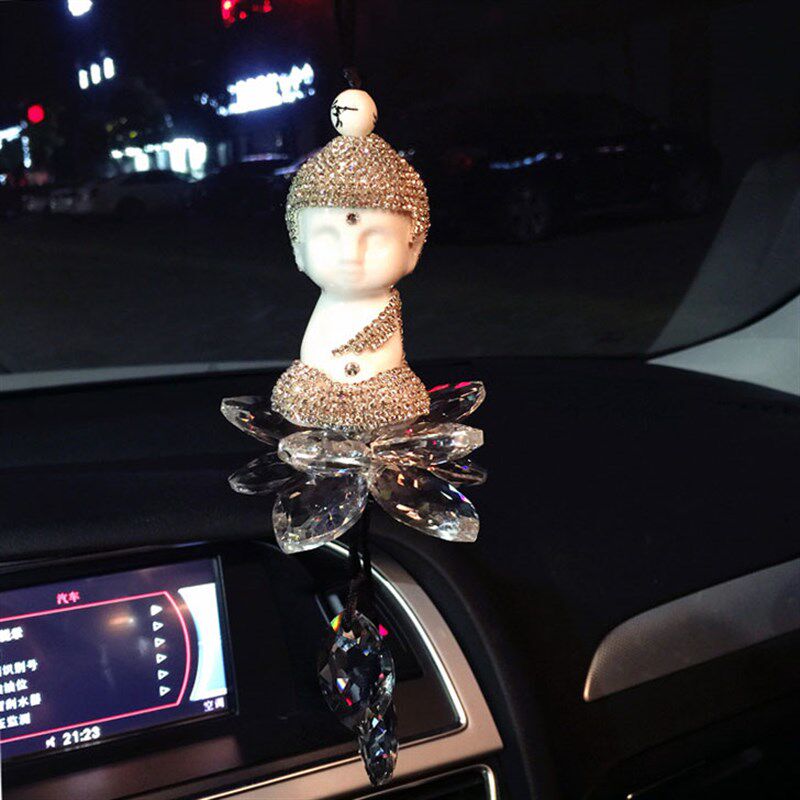 如来佛汽车挂件水钻佛像水晶车挂后视镜吊坠保平安车载挂饰