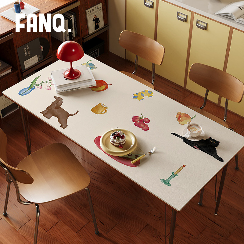 复古家用高级感餐桌垫书桌桌面保护垫皮革防水免洗可擦茶几垫子