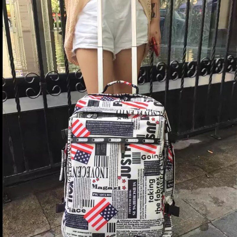 双肩拉杆背包大容量万向轮旅行包防水行李包旅行背包男女行李袋潮