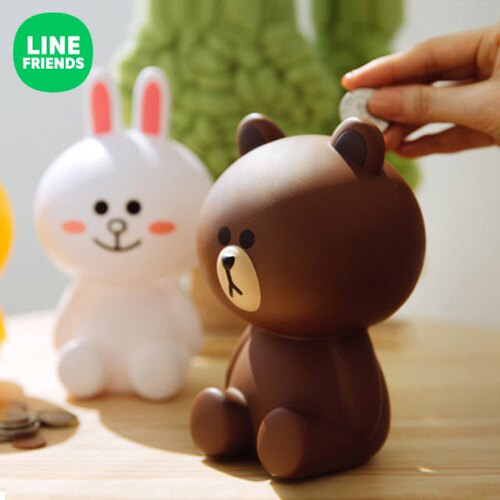 Line friends 存钱罐 丘可储蓄罐 儿童礼物 搪胶摆件