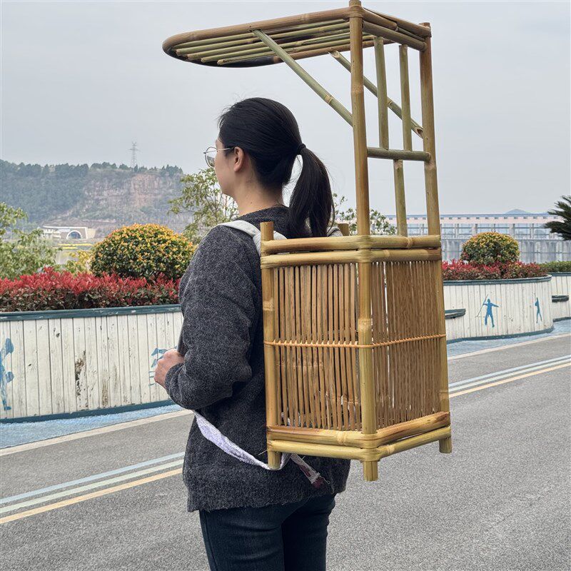 宁采臣背篓竹制书生书童背书箱行脚僧状元箱古装道具竹编徒步背包