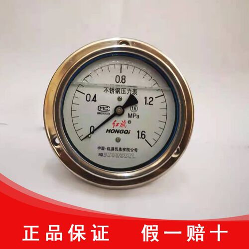 红旗仪表厂家直销YTN-100BF-ZT轴向带前边抗震不锈钢压力表耐腐蚀
