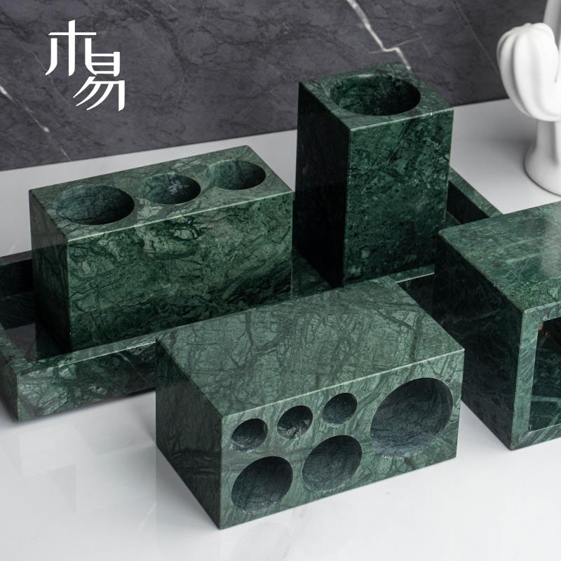 天然大理石双孔牙刷架洗漱台置物牙刷架北欧洗手间电动牙刷收纳架