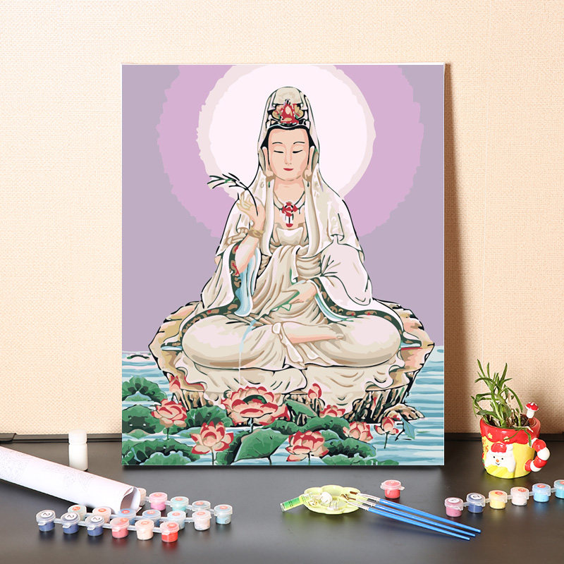 数字油画diy填充观音菩萨客厅手工填色中式信仰人物丙烯油彩画画