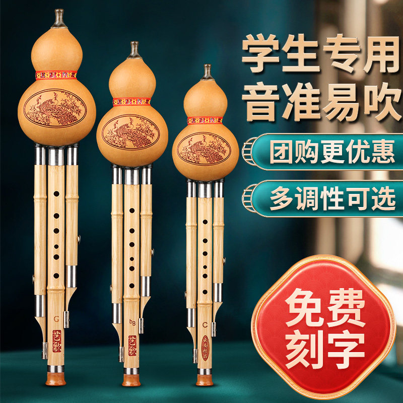葫芦丝乐器初学者小学生专用C调降B调F调儿童成人演奏楠竹葫芦丝