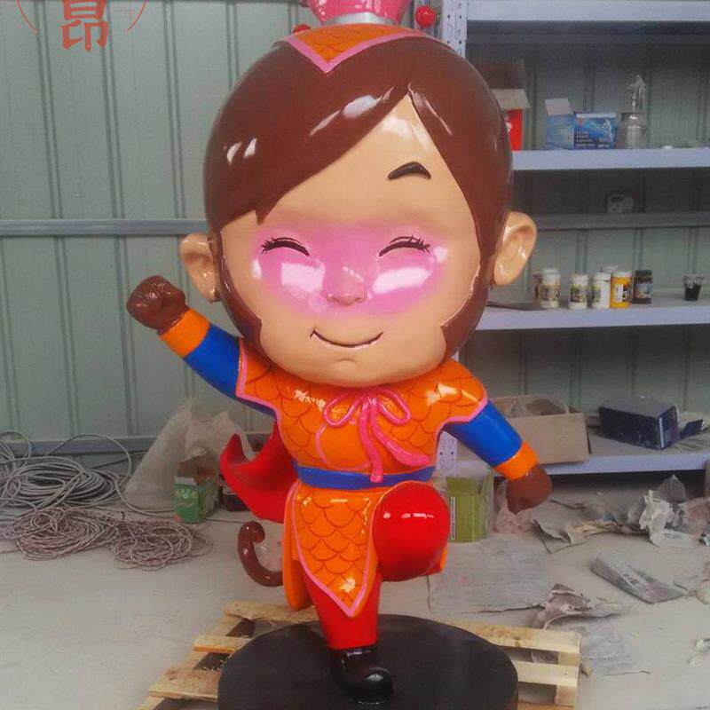 卡通猴子玻璃钢雕塑动漫猴王雕像IP商标logo形象立体公仔摆件定做