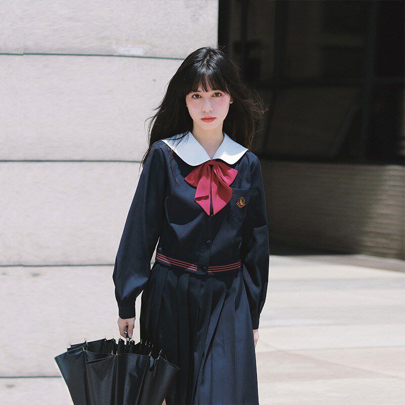 樱花家族jk制服【圣集女高】圣母襟替换领水手服收腰长袖套装女