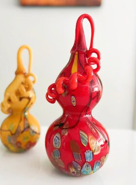 淄博玻璃手工艺品琉璃葫芦摆件文玩创意家居客厅装饰品开业礼品