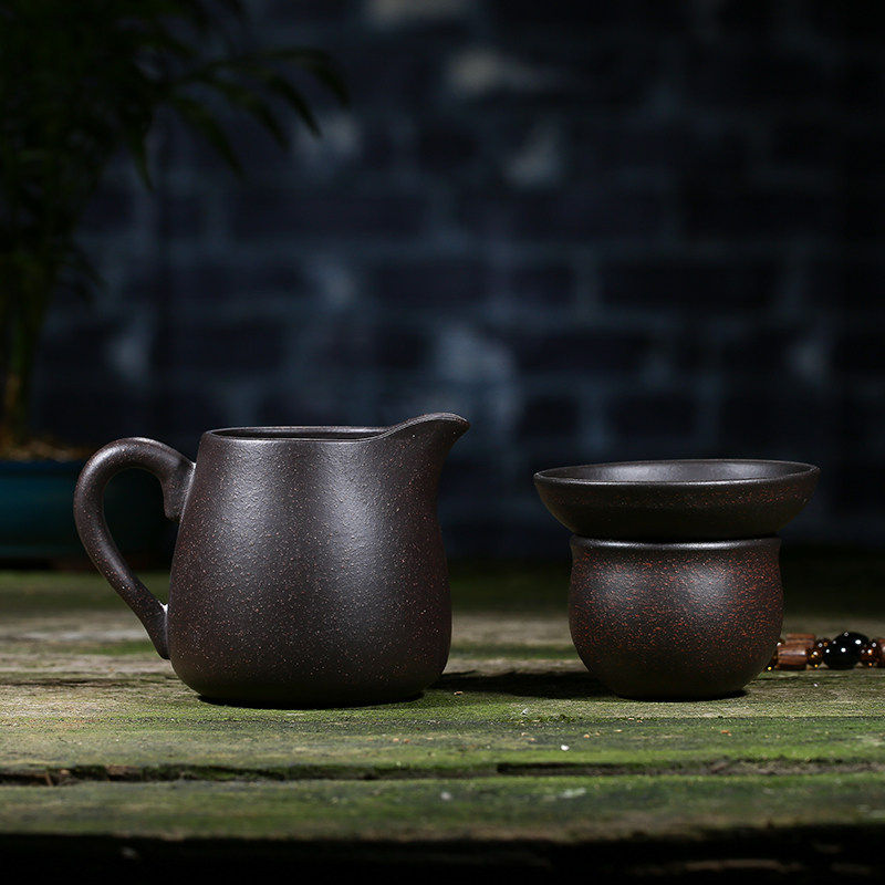 宜兴紫砂公道杯茶漏分茶器纯手工球孔漏斗功夫茶具茶海奶杯过滤网